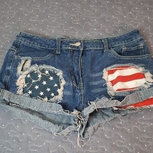 Denim American Flag Women Shorts size medium